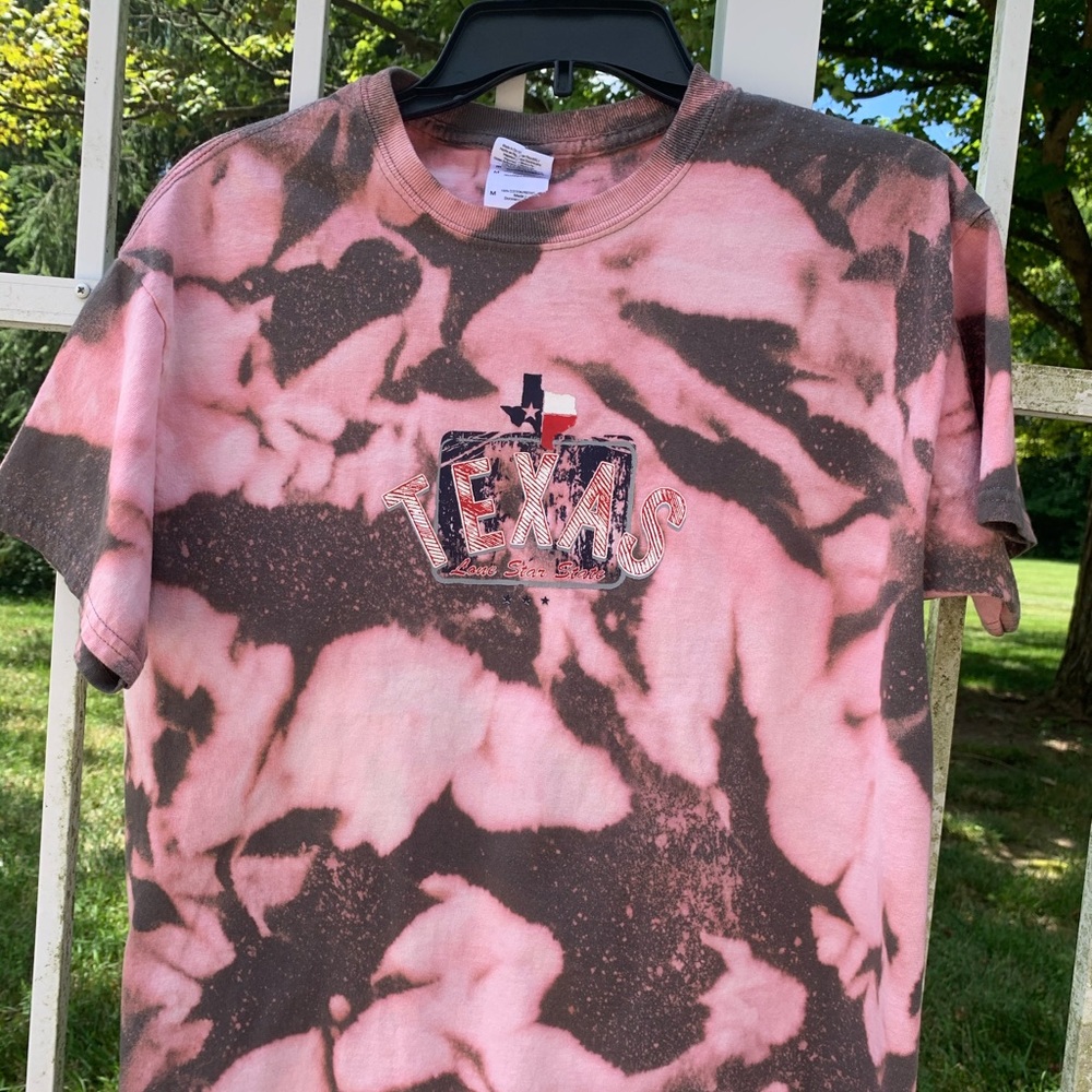 Bleach dyed gray and pink tee